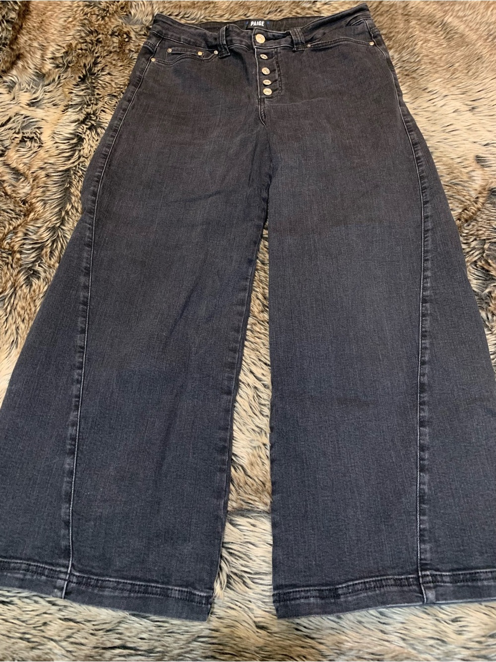 PAIGE Anessa button fly Wide Leg twist seams Jeans “Dark obsidian” Size 30